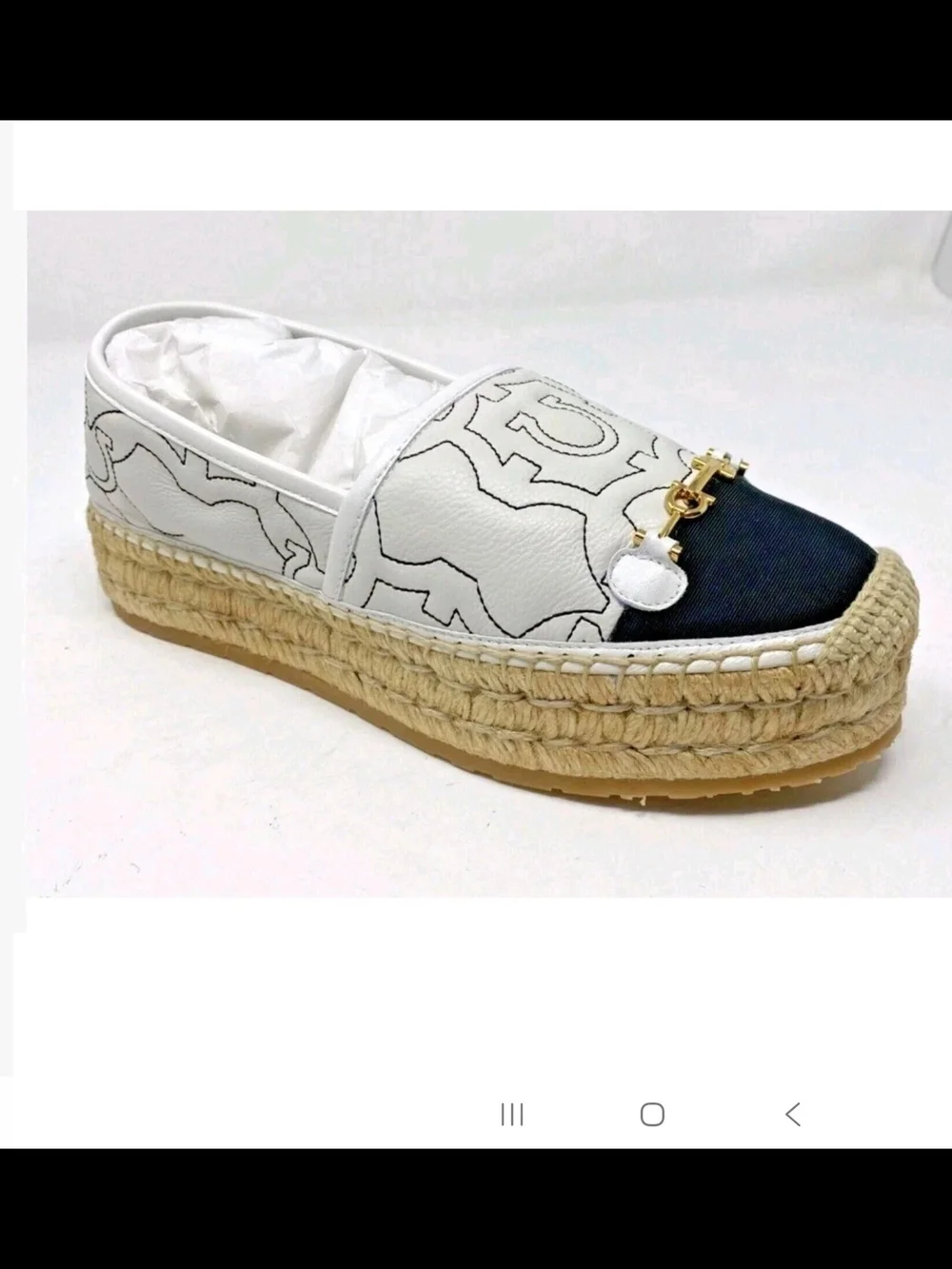 Salvatore FERRAGAMO Kim Gal White Leather Bianco Espadrilles Size 8.5 NWB